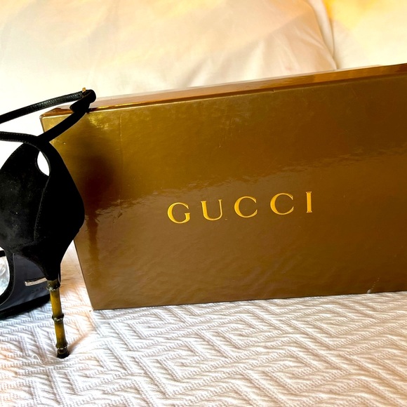 Collector Gucci Bamboo Heel Black Ankle Strap Stilettos - Picture 11 of 13